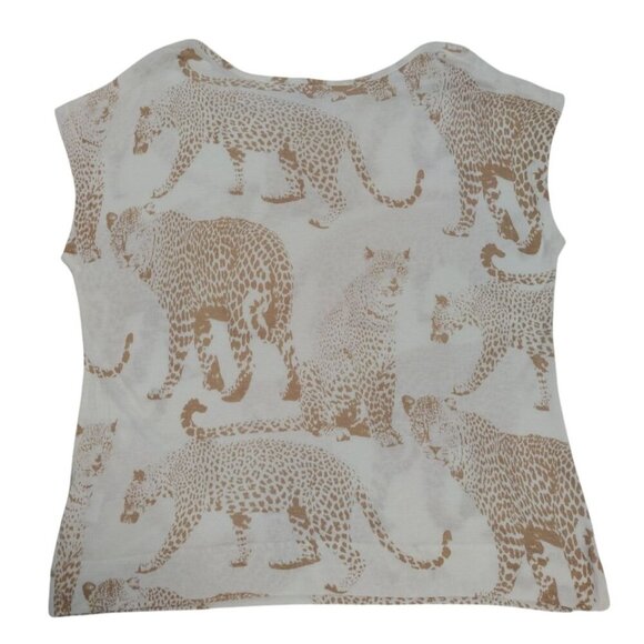 Jane + Delancey Womens Beige Top With Leopard Print Pattern, rayon and linen. - Picture 2 of 8